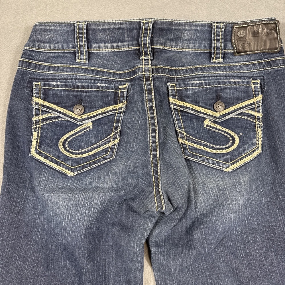 Silver Jeans Suki SLIM Boot Womens 31/33 WHISKERING THICK STITCH